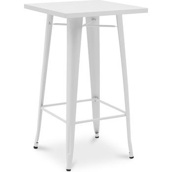 Mesa Taburete Cuadrada - Diseño Industrial - 100 Cm - Galla Blanco