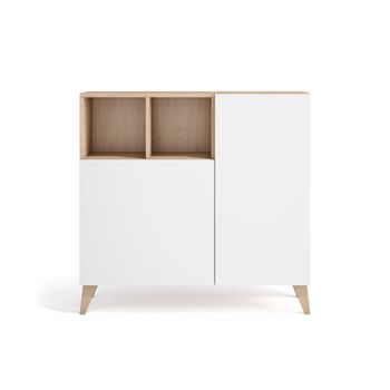 Zapatero melamina roble claro puertas blanco 87x90x27 cm