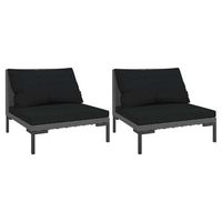 2 uds sofas de jardin  sofa de exterio semicirculares y cojines ratan sintetico