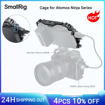 Jaula SmallRig para la serie Atomos Ninja con riel NATO, abrazadera de cable de tornillo de 1/4”-20 para proteger completamente el monitor de cámara -CMA2209