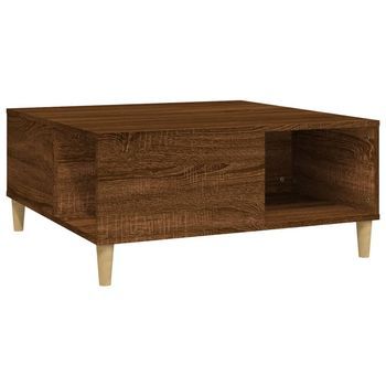 Mesa De Centro Madera Contrachapada Roble Marrón 80x80x36,5 Cm Vidaxl