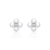 pendientes flor de plata 925 con circonita cubica