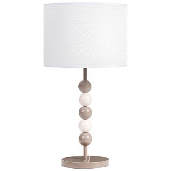 Lámpara De Mesa De Metal Con Pantalla Cilíndrica De Tela Estilo Moderno De Mediados De Siglo Mesita De Noche Blanco/beige Loky