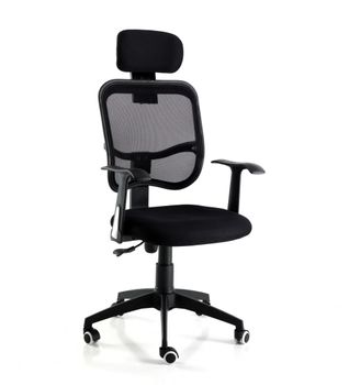 Silla de oficina con reposacabezas en tela negra cm al.110xl54xp57