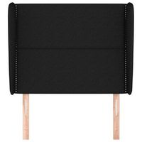 cabecero cama mueble de dormitorio con orejas de tela 103 x 23 x 118128 cm negro m020003579