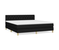 cama box spring con colchon tela negro 160x200 cm diseno de botones