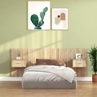 cabecero de cama  panel de cabecera con mesitas madera contrachapada roble sonoma cfw389967