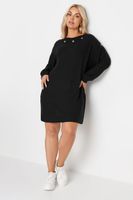 yours vestido corto de punto negro con ojales mujer curvy y tallas grandes yours