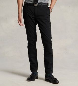 Polo Ralph Lauren para hombre. 710644988001 Pantalón chino Slim Fit elástico negro (34/32), Casual, Algodón, Clásico