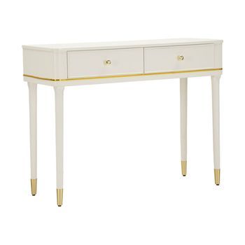 Consola De Madera Blanca Con Detalles Dorados Cm 101x37x78