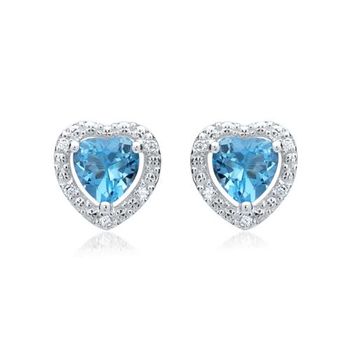 14 quilates pendientes 2 topacios 10 diamantes 0,04 ct.
