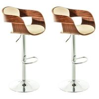 set de 2 taburetes kingston en simil cuero nogalcrema 48x50x88 cm clp
