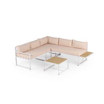 Conjunto Mueble De Jardín Viena, 5 Plazas, Acero, Blanco