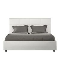 cama con somier acolchada 160x210 cuero sintetico blanco mika