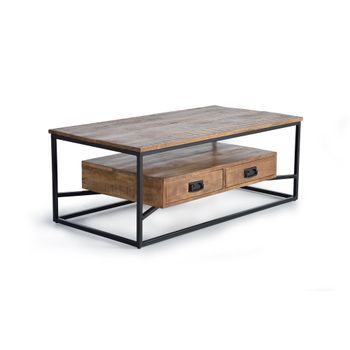 Mesa De Centro De Madera De Mango Y Metal
