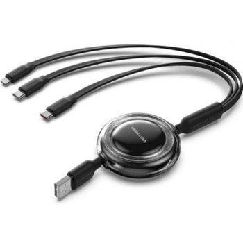 Cable USB retráctil Vention TRJBBE 3 en 1 1,1 m 17,5 W