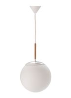 lampara techo bola cristal blanco mate embellecedor madera