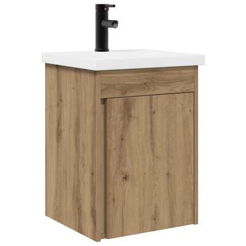 Unidad De Tocador De Baño Con Grifo Roble Artisan Vidaxl