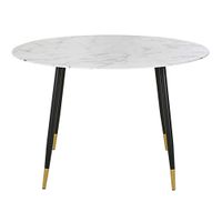 mesa de comedor redonda de vidrio efecto marmol o120 cm