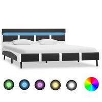 estructura de cama con led sin colchon cuero gris 140x200 cm vidaxl