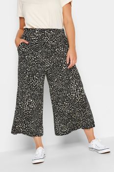 Yours Culottes Negros Y Beige De Estampado Animal, Mujer Curvy Y Tallas Grandes, Yours