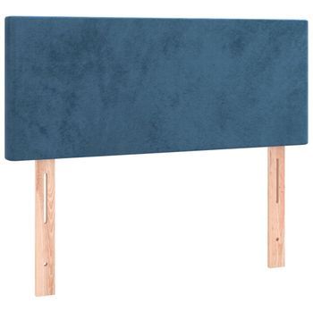 Cabecero Cama Mueble De Dormitorio Con Led De Terciopelo 100 X 5 X 78/88 Cm Azul M02_0001267