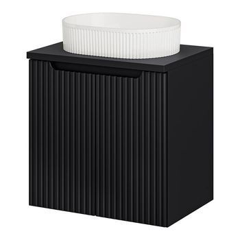 Mueble Bajo Newport Con Lavabo Ovalado 2 Puertas 60x71x40 Cm - Negro [en.casa]
