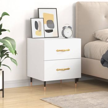 Mesita De Noche | Mesa Auxiliar | Mesilla Madera De Ingeniería Blanco 40x35x47,5 Cm Cfw54619