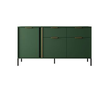 Cómoda lars 153 3d2s con diseño moderno y acabado de alta calidad 154x40x82 cm verde & dorado