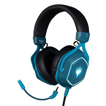 Konix Magic The Gathering Auriculares con Cable para PC - Altavoces de 50 mm - Micrófono extraíble - Cable USB de 2 m - Retroiluminación - Azul