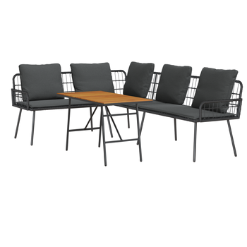 Set De Sofás De Jardín 2 Pzas Con Cojines Ratán Sintético Negro Cfw605547