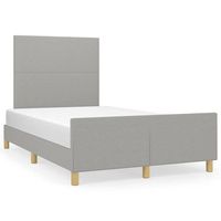 estructura de cama con cabecero tela gris claro 120x190 cm
