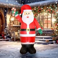 papa noel hinchable de poliester outsunny 144x90x240 cm-multicolor