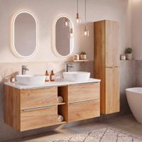 conjunto mueble lavabo doble 140cm tableros laminados madera