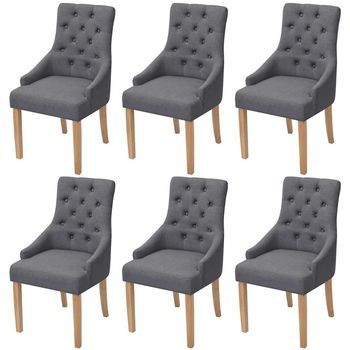Vidaxl Sillas De Comedor 6 Unidades Tela Gris Oscuro