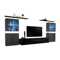 conjunto de muebles de salon mural switch xiv diseno color negro y gris brillante
