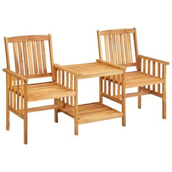 Sillas Y Mesita De Jardín | Silla De Exterior | Sillon Jardín Con Cojines Madera Maciza Acacia