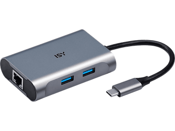 Adaptador USB - ISY IAD-1018, De USB-C a USB-A, 1x RJ45, 1.5 m, Plata