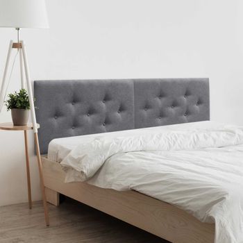 Dhome Cabecero De Tela Acualine Con 3 Hileras Intercaladas De Botones Cabezal Tapizado Cama Lujo(gris, 220cm (2 Piezas))