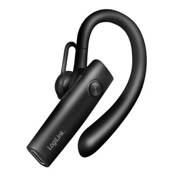 LogiLink Auriculares inalámbricos Mono con Clip para la Oreja, BT versión 5.4, Carga a través de USB-C, Aproximadamente 100 Horas, micrófono Desmontable