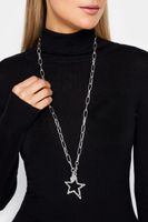 collar de estrella con gruesa cadena plateada