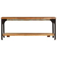 mesa de centro 100x60x35 cm madera maciza reciclada y estructura de acero con recubrimiento en polvo - marron