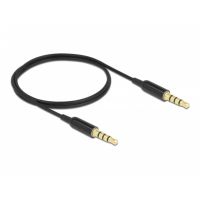cable conector estereo 35 mm 4 pines macho a macho delock ultra slim 05 m negro