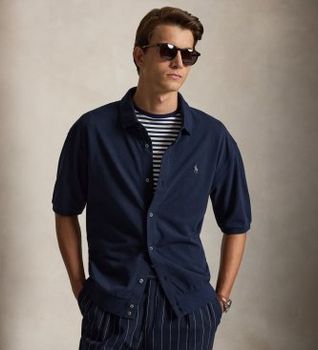 Polo Ralph Lauren para hombre. 710B18514003 Camisa Sport marino (L), Casual, Algodón, Manga corta