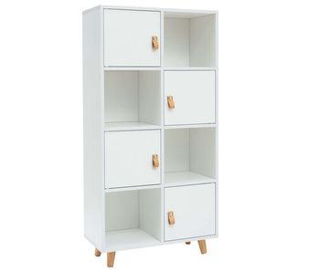 Estantería anzio blanca con 4 puertas y 4 estantes