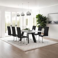 6 sillas de comedor piel sintetica acolchadas negro 41x52x99cm