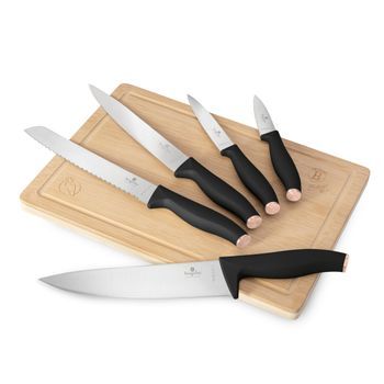 Berlinger Haus Juego De Cuchillos De Acero Inoxidable Con Soporte Magnético De Bambú, 6 Piezas, Negro-rosa Oro, Incluye Cuchillo Chef Y Santoku, Diseño Elegante Y Ergonómico