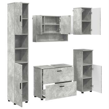 Juego De Muebles De Baño 5 Uds. Gris Concreto 35 X 30 X 192 Cm Vidaxl