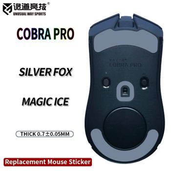 InusualWaySports Patines de ratón pies Razer COBRA PRO superficie curvada PTFE Anti colapso Magic Ice Silver Fox