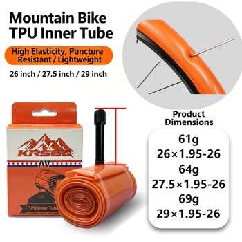 Cámara de aire KRSEC TPU para bicicleta de montaña MTB 29 26 27.5 29x1.95-2.6 pulgadas, neumático de bicicleta de montaña con válvula Schrader AV, tubo de ciclismo 29er